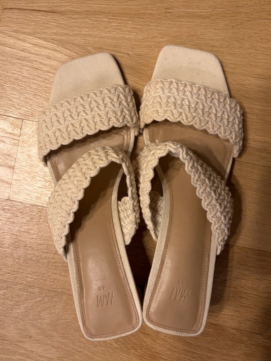 H&M Shoes - H&M Cream Braided Double-Strap Slide Sandals